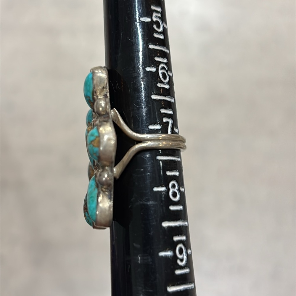 Turquoise and Sterling Silver Cluster Ring - Picture 5 of 6